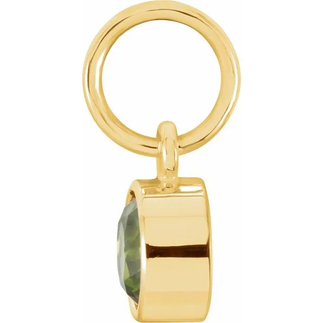 14K Yellow Gold 4 mm Round Imitation Peridot Birthstone Charm