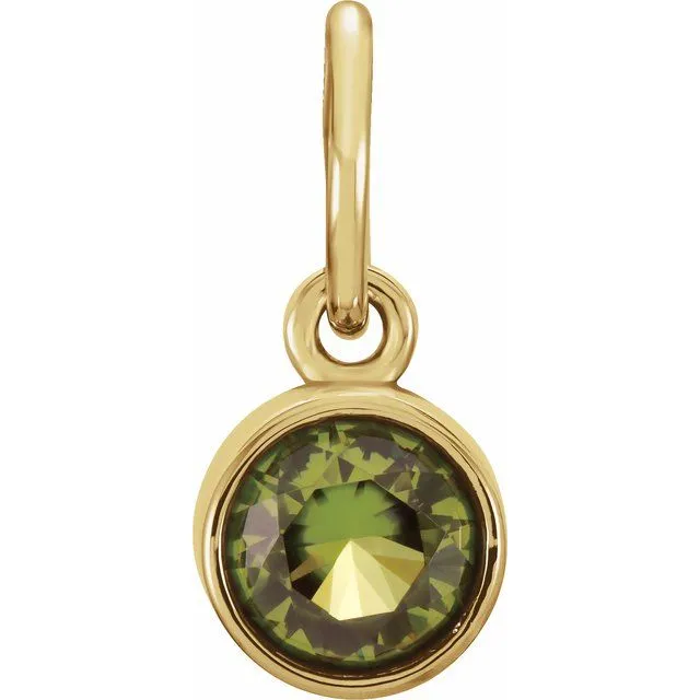 14K Yellow Gold 4 mm Round Imitation Peridot Birthstone Charm