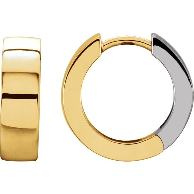 14K Yellow Gold & White Gold 14.5 mm Hinged Earrings
