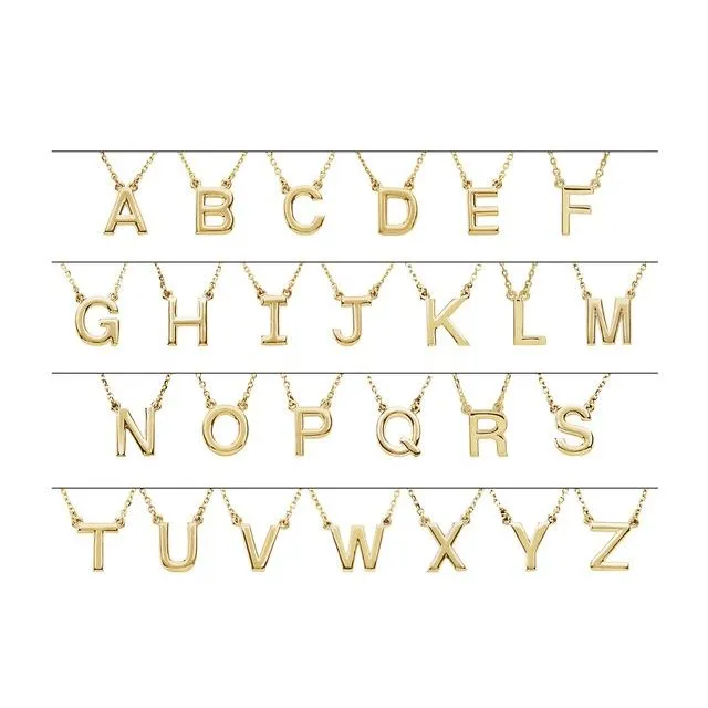 14K Yellow Gold Block Initial C 16" Necklace