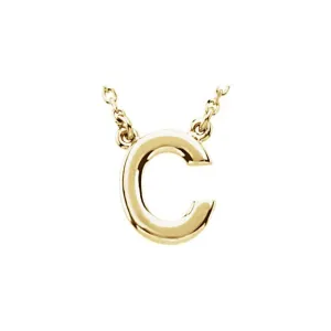 14K Yellow Gold Block Initial C 16" Necklace