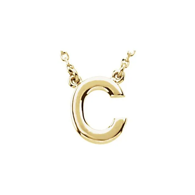 14K Yellow Gold Block Initial C 16" Necklace