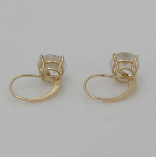 14K YELLOW GOLD CLEAR 4ct OVAL PENDANT CHARM & 2 1/2ct ROUND DANGLE EARRINGS SET
