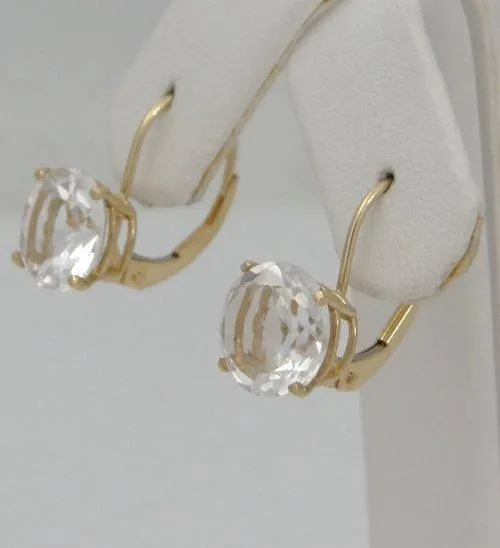 14K YELLOW GOLD CLEAR 4ct OVAL PENDANT CHARM & 2 1/2ct ROUND DANGLE EARRINGS SET