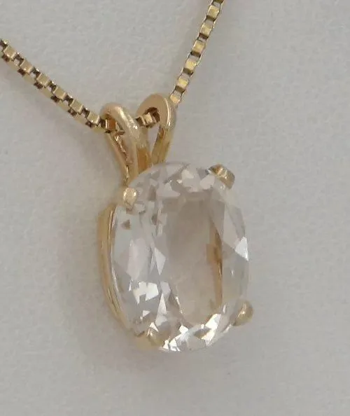 14K YELLOW GOLD CLEAR 4ct OVAL PENDANT CHARM & 2 1/2ct ROUND DANGLE EARRINGS SET