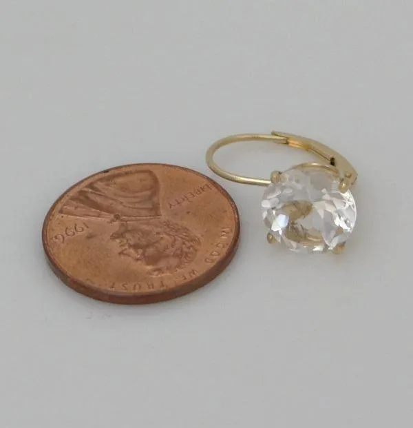 14K YELLOW GOLD CLEAR 4ct OVAL PENDANT CHARM & 2 1/2ct ROUND DANGLE EARRINGS SET