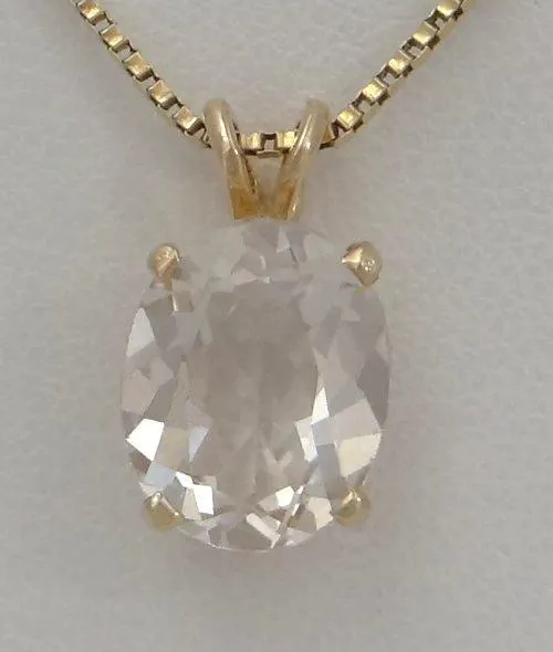 14K YELLOW GOLD CLEAR 4ct OVAL PENDANT CHARM & 2 1/2ct ROUND DANGLE EARRINGS SET