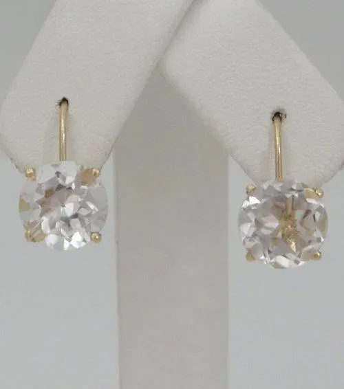 14K YELLOW GOLD CLEAR 4ct OVAL PENDANT CHARM & 2 1/2ct ROUND DANGLE EARRINGS SET
