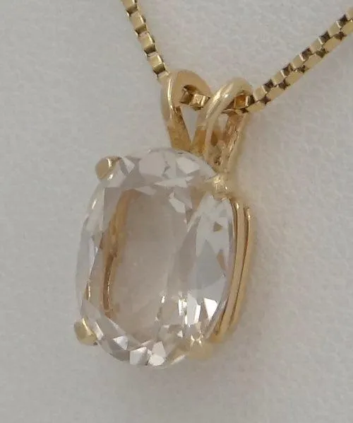 14K YELLOW GOLD CLEAR 4ct OVAL PENDANT CHARM & 2 1/2ct ROUND DANGLE EARRINGS SET