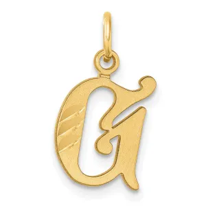 14k Yellow Gold Diamond-cut Letter G Initial Charm