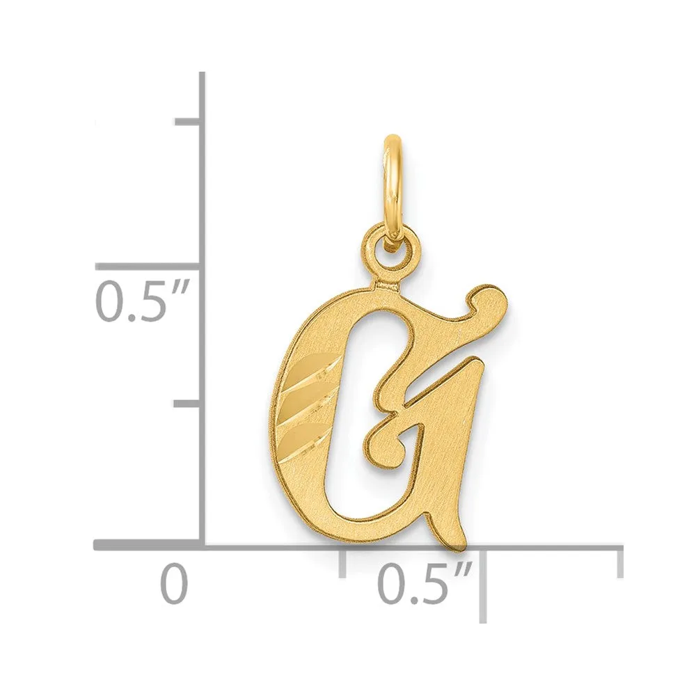 14k Yellow Gold Diamond-cut Letter G Initial Charm