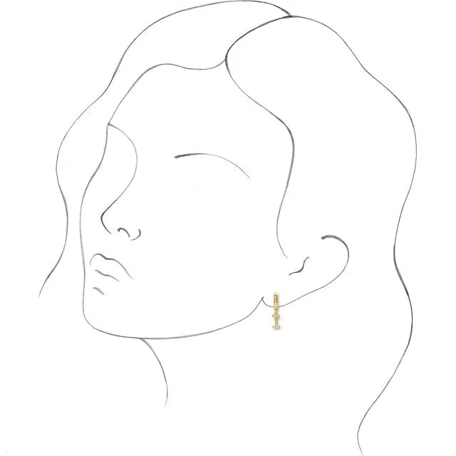14K Yellow Gold Initial I Hinged Huggie Earring