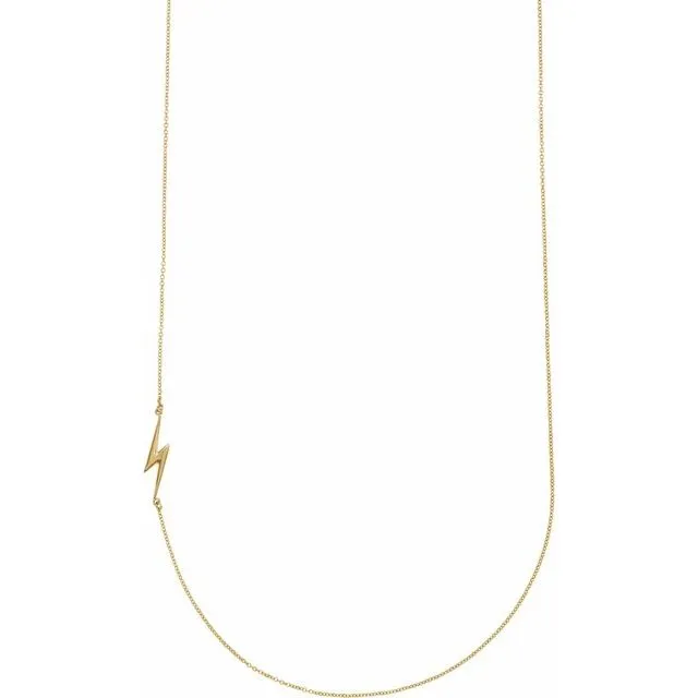 14K Yellow Gold Lightning Bolt 18" Necklace