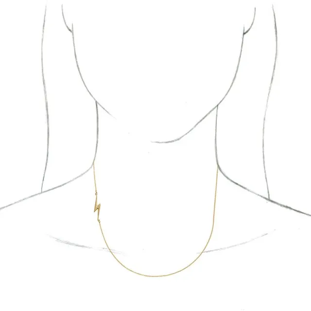 14K Yellow Gold Lightning Bolt 18" Necklace