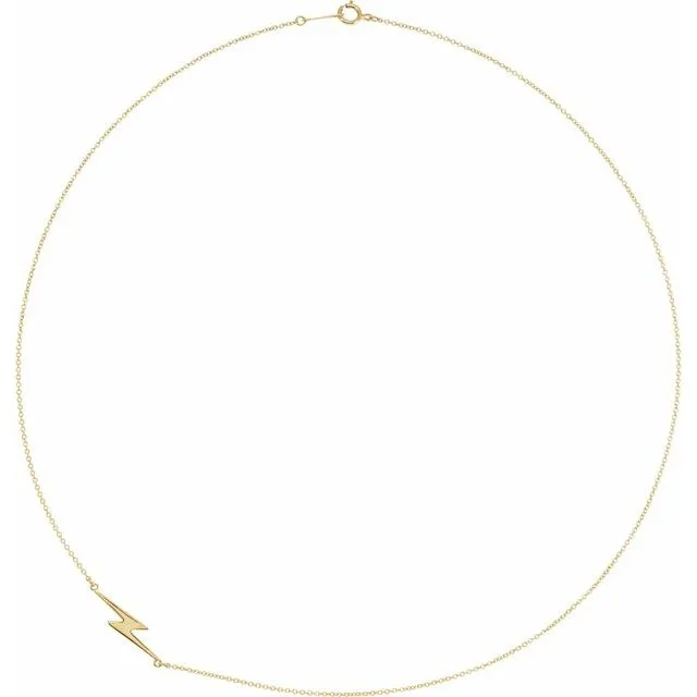 14K Yellow Gold Lightning Bolt 18" Necklace