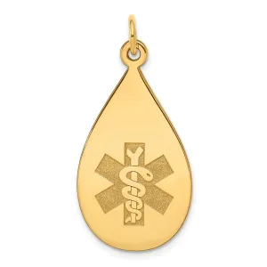 14k Yellow Gold Medical Jewelry Unenameled Pendant