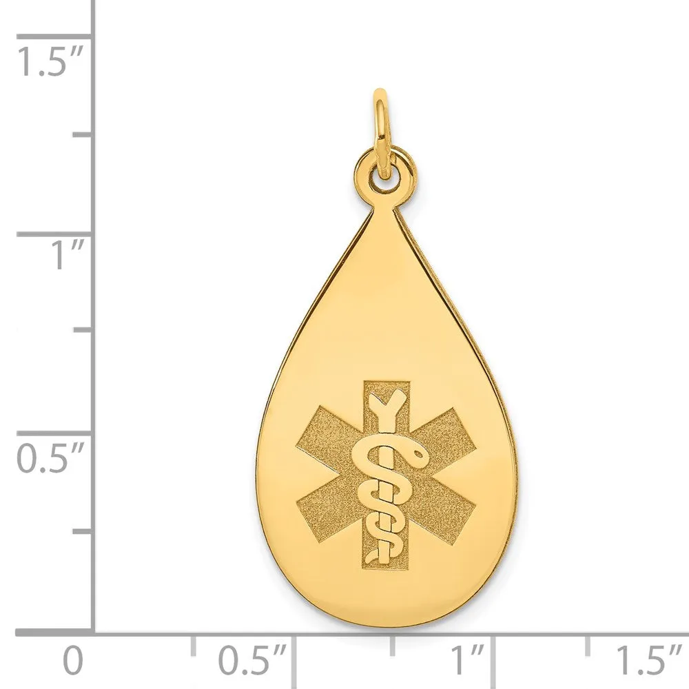 14k Yellow Gold Medical Jewelry Unenameled Pendant