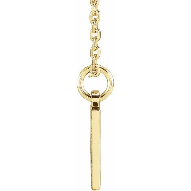 14K Yellow Gold Pierced Numeral 8 Dog Tag 16-18" Necklace