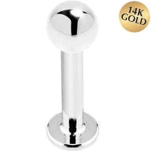 16 Gauge 5/16 14kt White Gold Ball Labret Tragus Cartilage