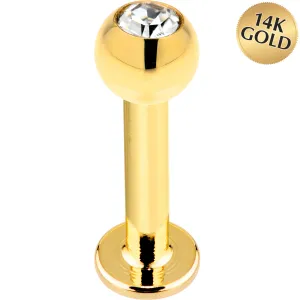 16 Gauge Solid 14kt Yellow Gold Cubic Zirconia Labret - 5/16 3mm