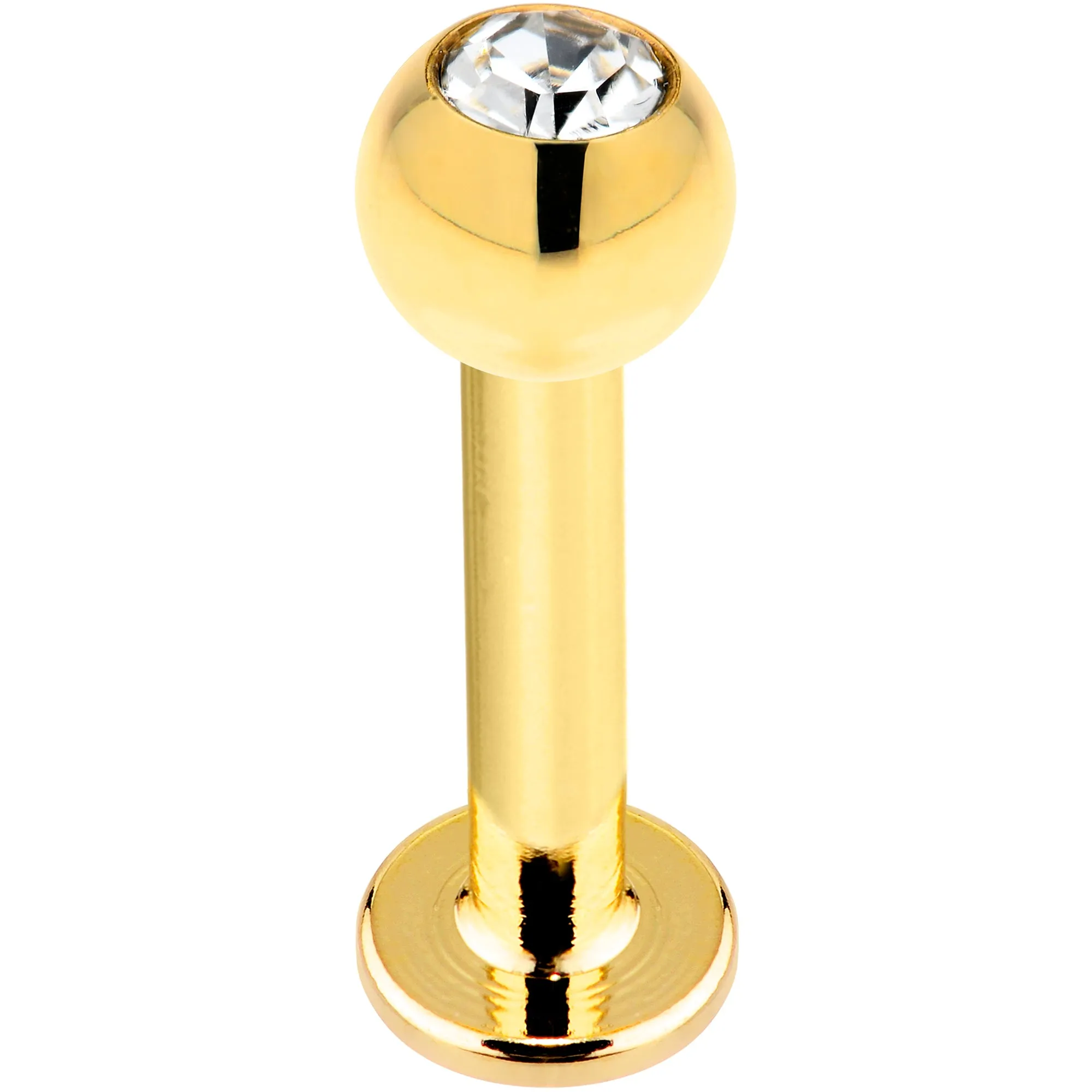 16 Gauge Solid 14kt Yellow Gold Cubic Zirconia Labret - 5/16 3mm