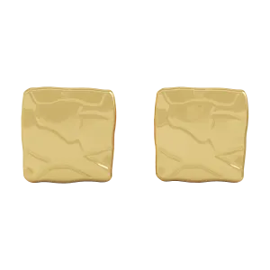 18K Yellow Gold Square Studs No Stones