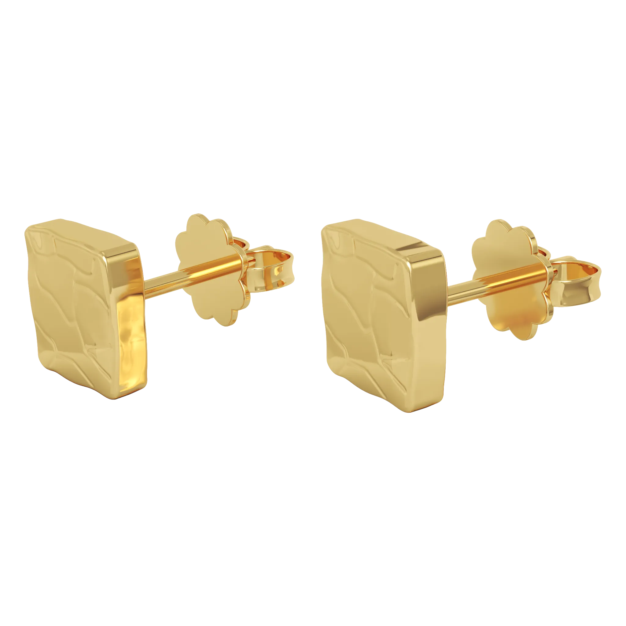 18K Yellow Gold Square Studs No Stones