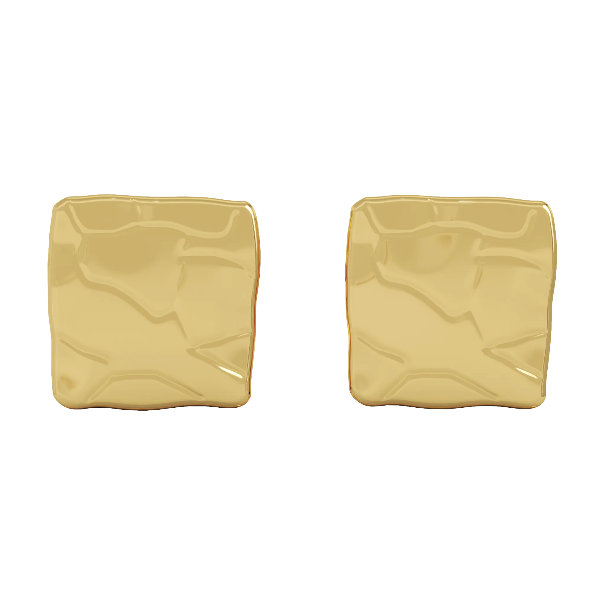 18K Yellow Gold Square Studs No Stones