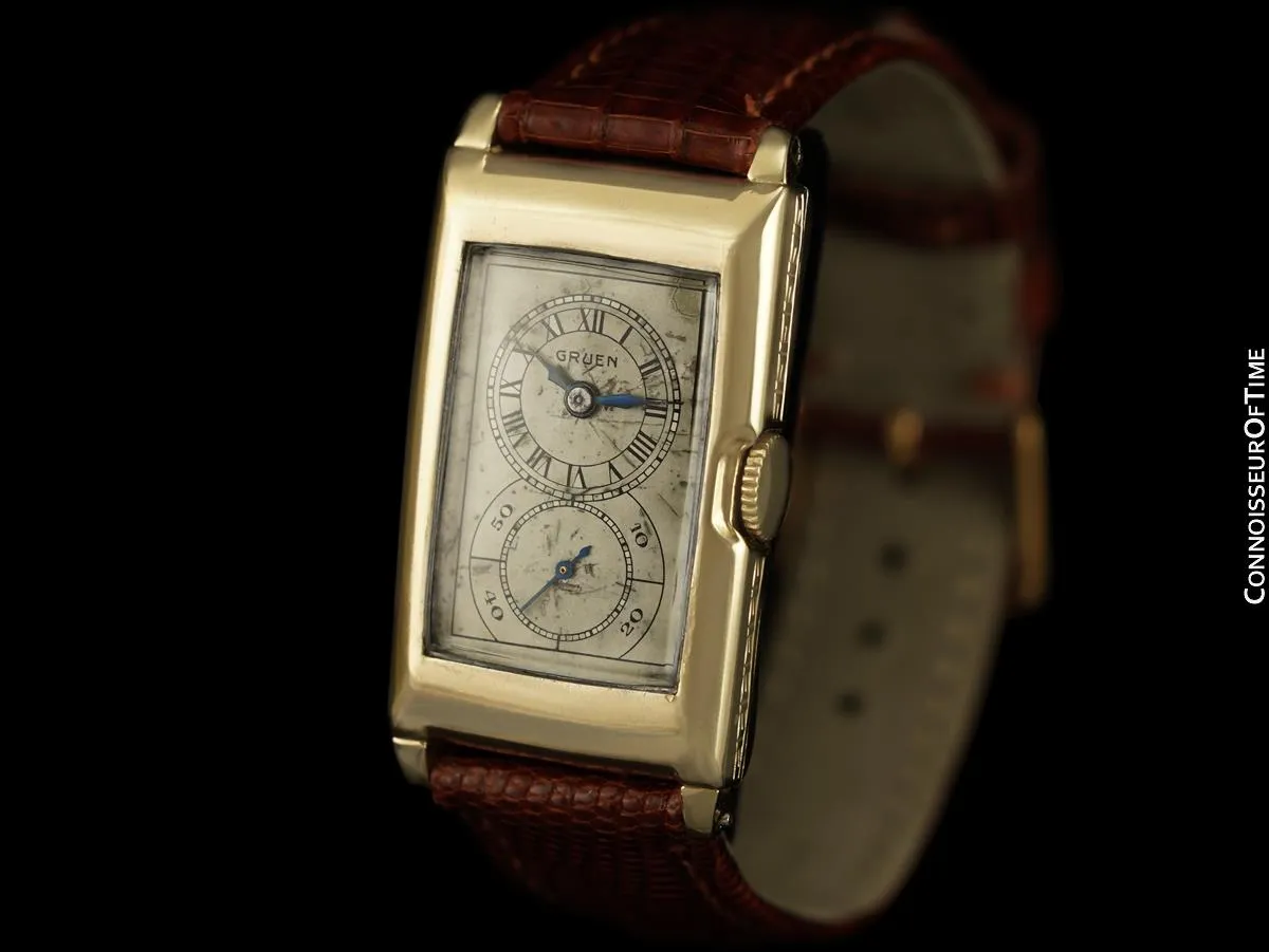 1930 Gruen Vintage Techni - Quadron / Rolex Prince Watch, 14K Gold-Filled - Doctor's Watch
