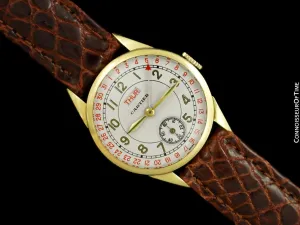 1937 Cartier by Jaeger-LeCoultre Vintage Mens Double Date Calendar Watch, Ref. 2701 - 14K Gold