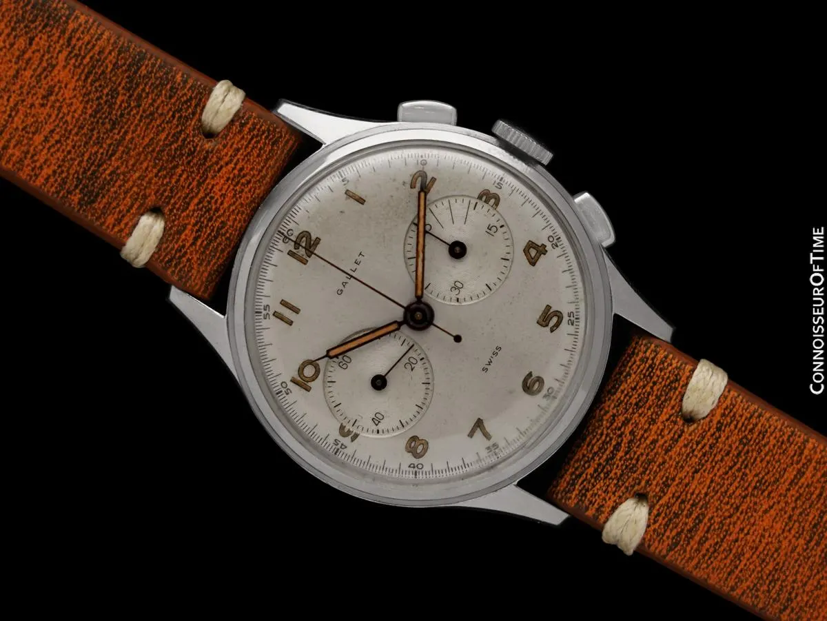 1940's Gallet Multichron Vintage Mens Full Size Chronograph - Stainless Steel