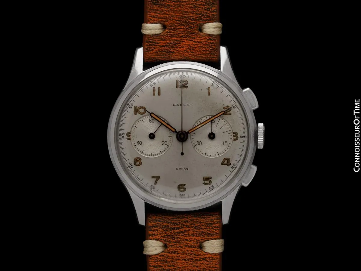 1940's Gallet Multichron Vintage Mens Full Size Chronograph - Stainless Steel