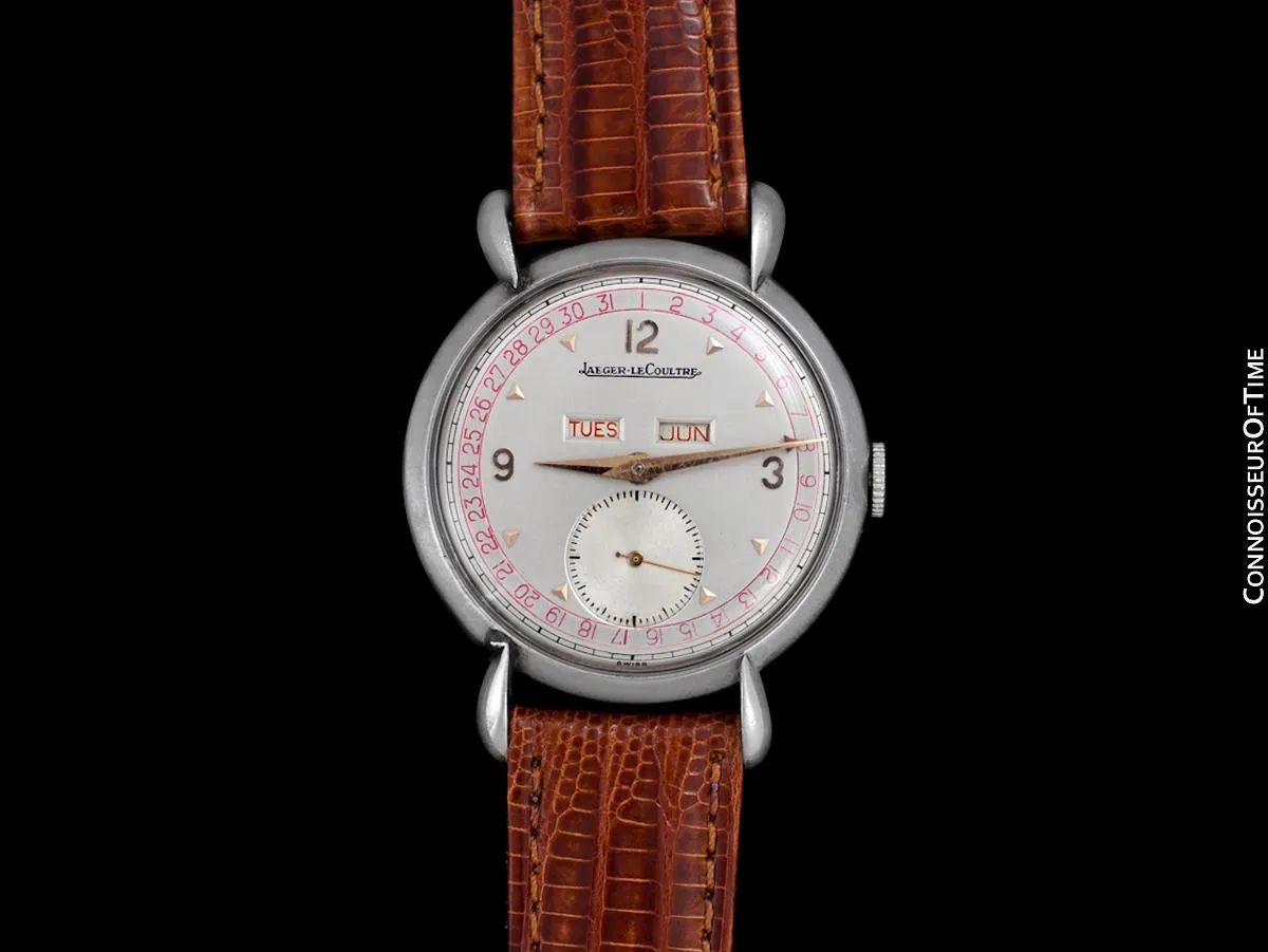1946 Jaeger-LeCoultre Vintage Mens Triple Date Calendar Watch - Stainless Steel & 18K Rose Gold
