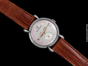 1946 Jaeger-LeCoultre Vintage Mens Triple Date Calendar Watch - Stainless Steel & 18K Rose Gold