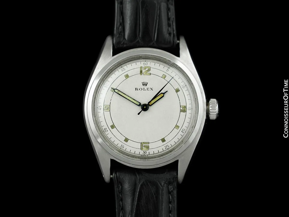 1947 Rolex Oyster Large Rare Model with Sector Dial Vintage Mens Watch - Stainless Steel