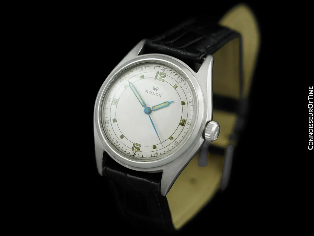 1947 Rolex Oyster Large Rare Model with Sector Dial Vintage Mens Watch - Stainless Steel