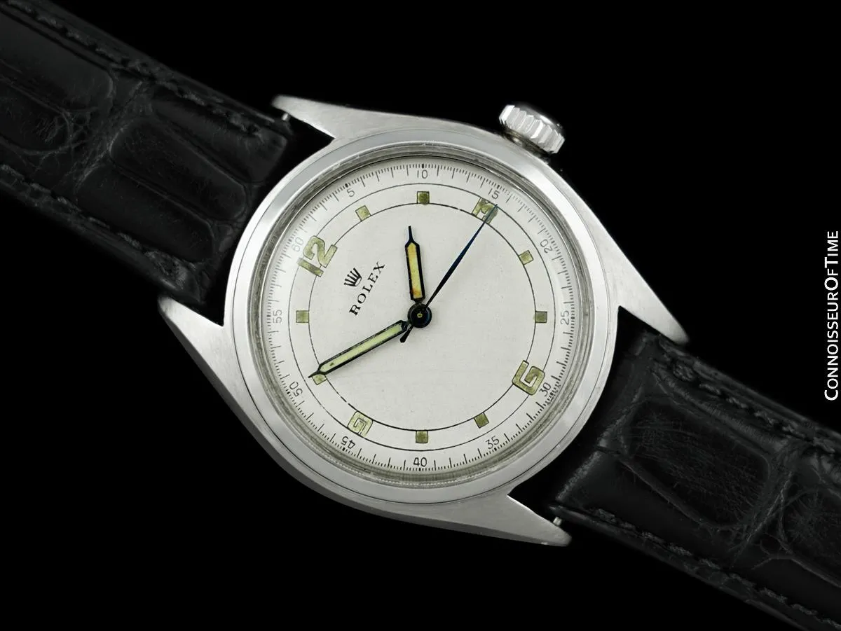 1947 Rolex Oyster Large Rare Model with Sector Dial Vintage Mens Watch - Stainless Steel