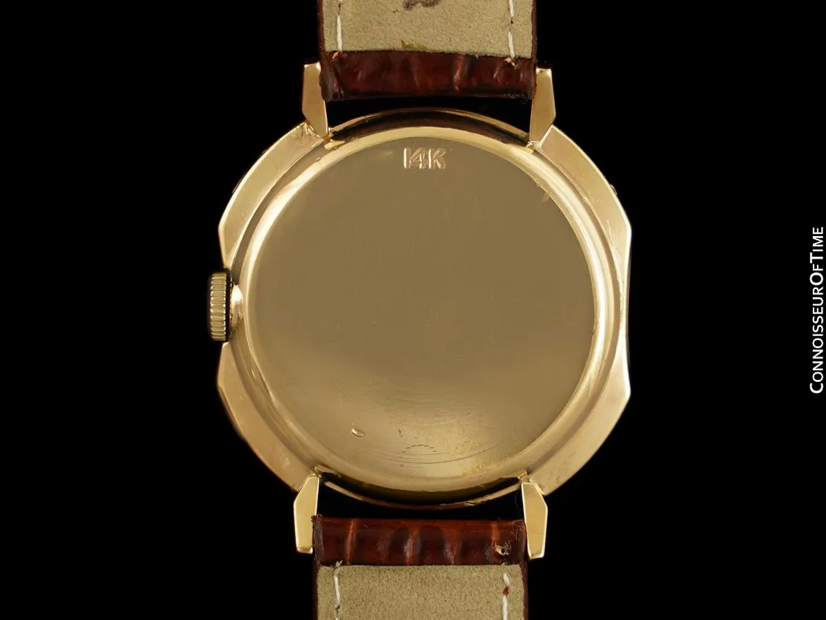 1949 Jaeger-LeCoultre Vintage Mens Watch, Rare Case, 14K Gold - The Pershing