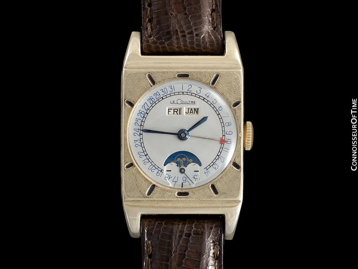 1949 LeCoultre Vintage Mens Triple Date Moon Phase Calendar Watch - 10K Gold Filled