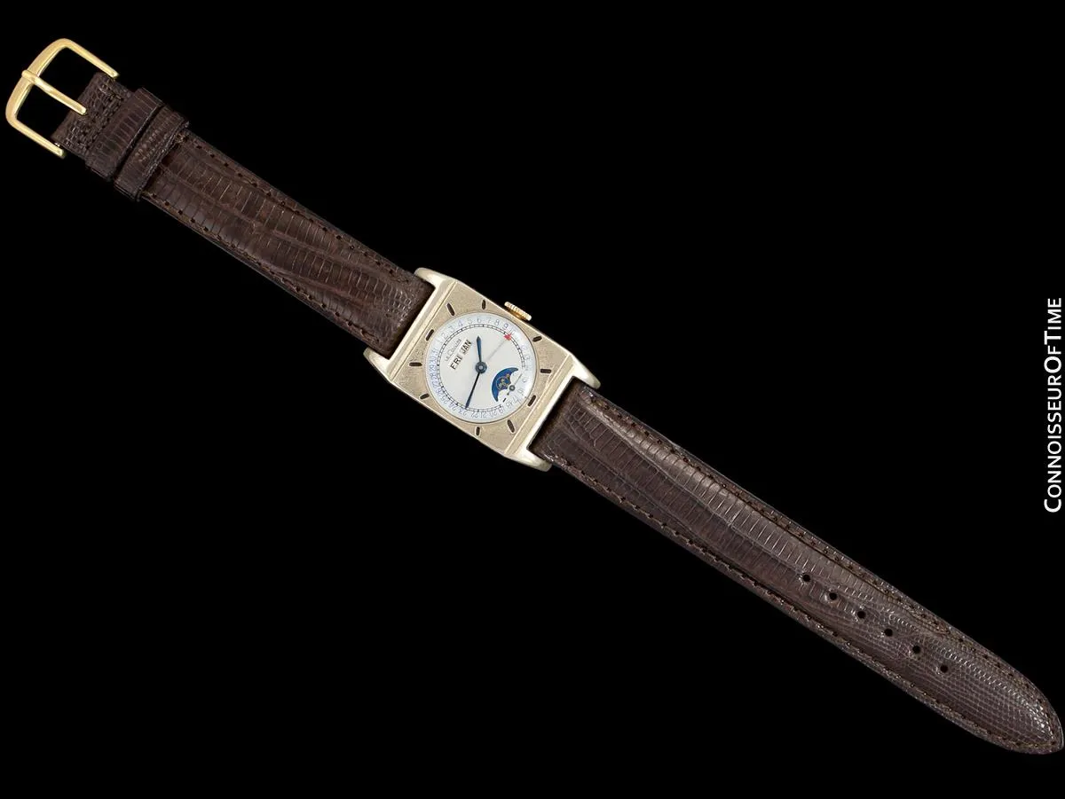1949 LeCoultre Vintage Mens Triple Date Moon Phase Calendar Watch - 10K Gold Filled