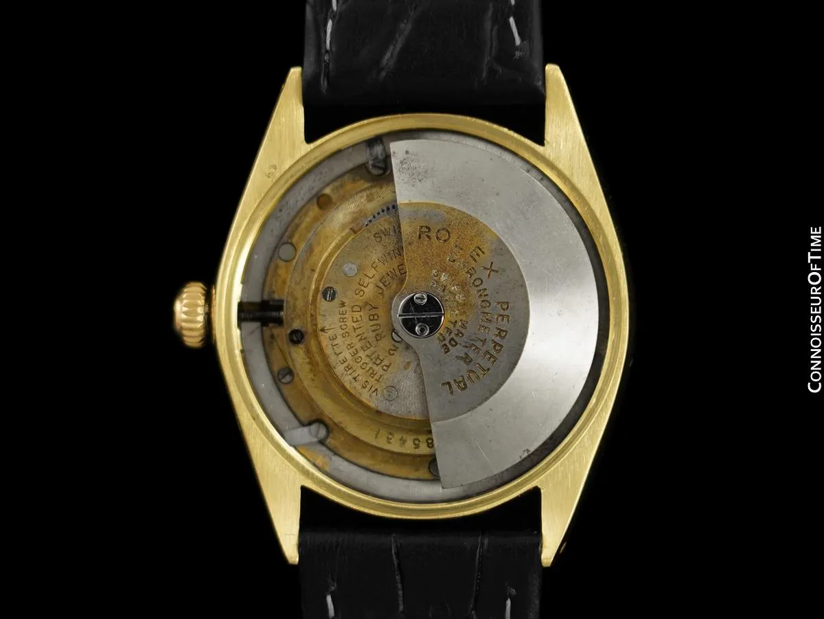 1952 Rolex Oyster Perpetual Mens Vintage Ref. 6084 Semi-Bubbleback Watch - 14K Gold