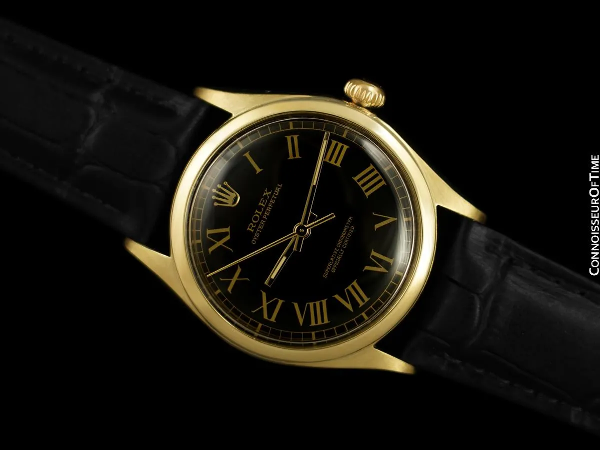 1952 Rolex Oyster Perpetual Mens Vintage Ref. 6084 Semi-Bubbleback Watch - 14K Gold