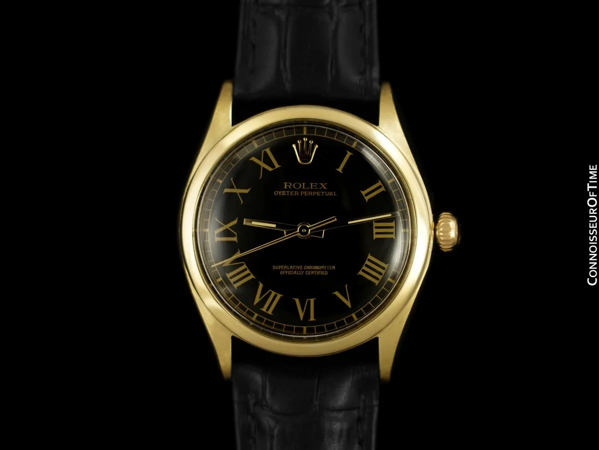 1952 Rolex Oyster Perpetual Mens Vintage Ref. 6084 Semi-Bubbleback Watch - 14K Gold