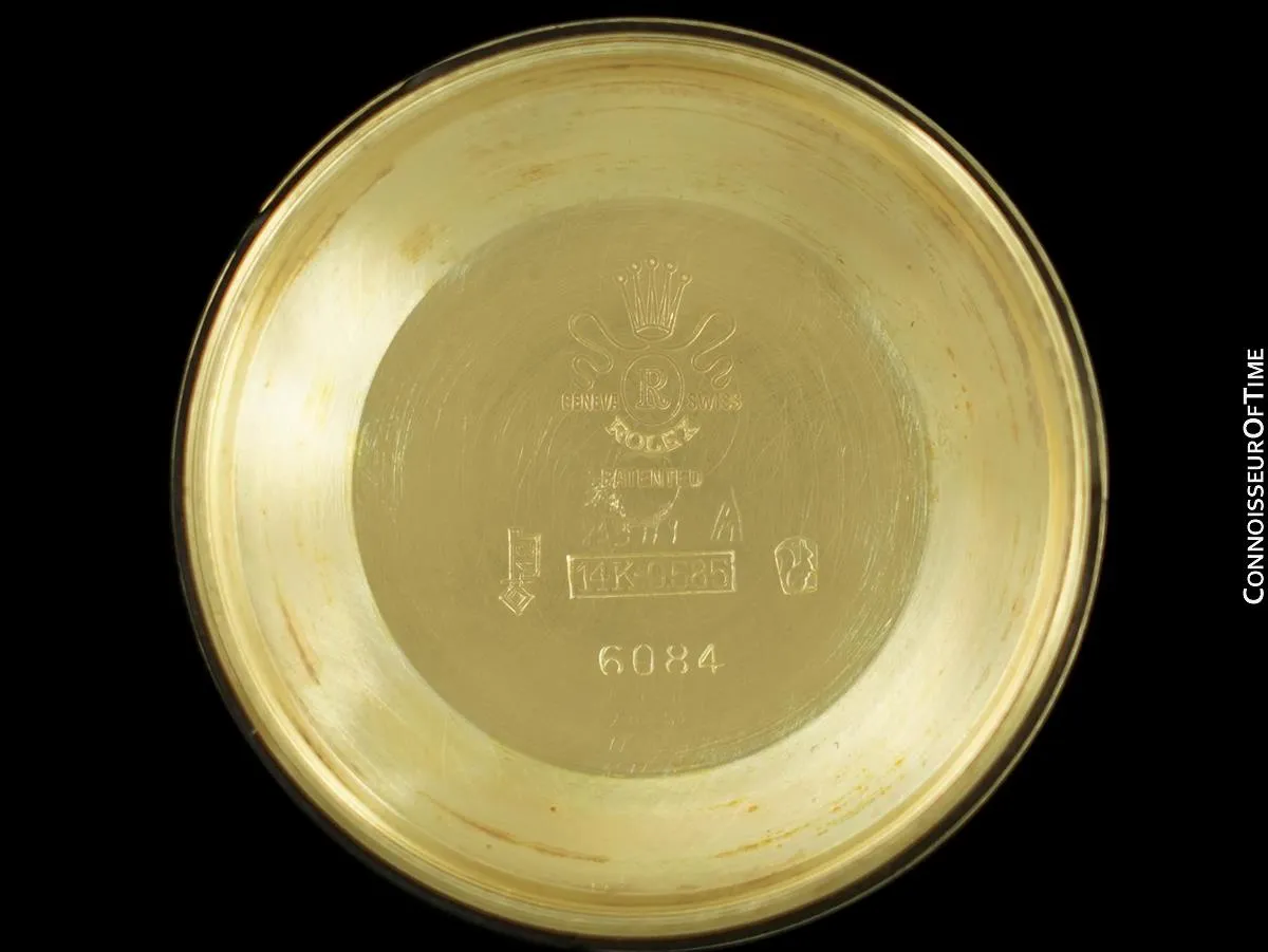 1952 Rolex Oyster Perpetual Mens Vintage Ref. 6084 Semi-Bubbleback Watch - 14K Gold