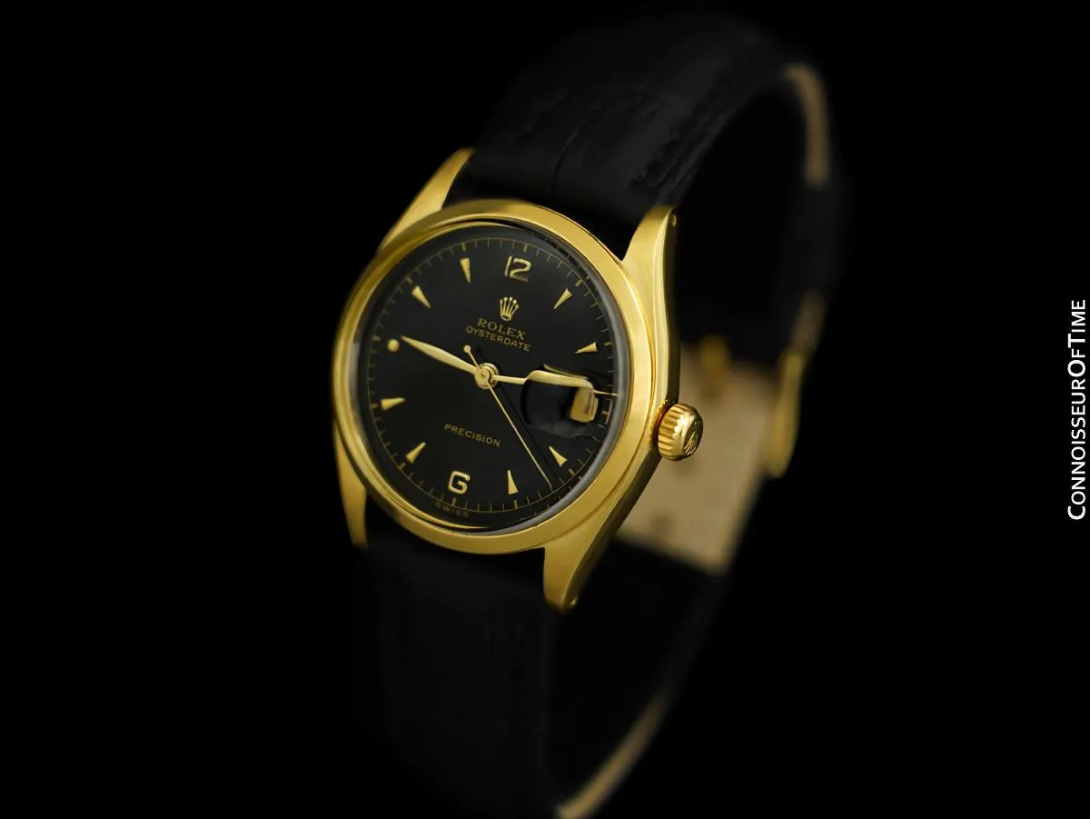 1953 Rolex Vintage Mens Classic Oysterdate Ref. 6294 Red Date Watch - Gold Plated & Stainless Steel