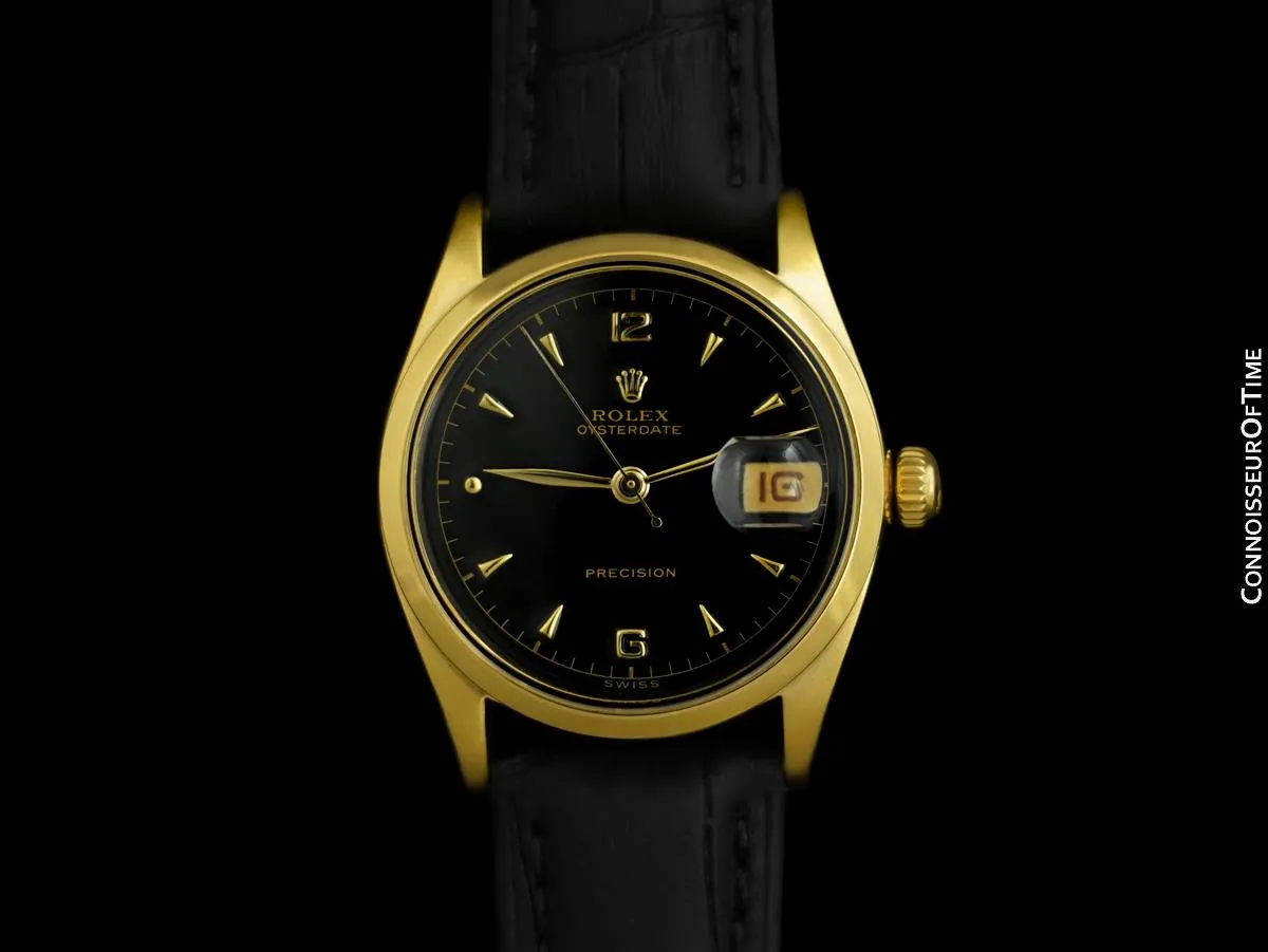 1953 Rolex Vintage Mens Classic Oysterdate Ref. 6294 Red Date Watch - Gold Plated & Stainless Steel