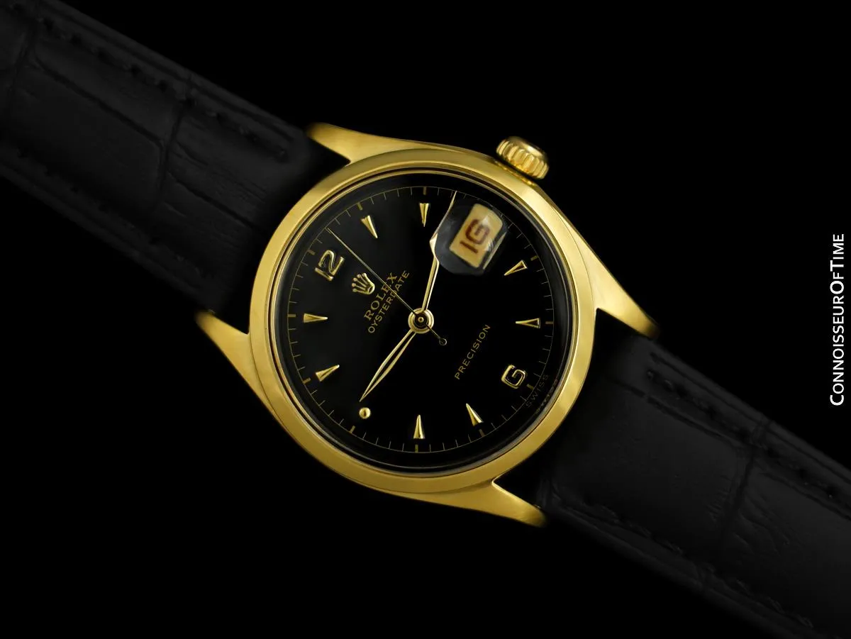 1953 Rolex Vintage Mens Classic Oysterdate Ref. 6294 Red Date Watch - Gold Plated & Stainless Steel