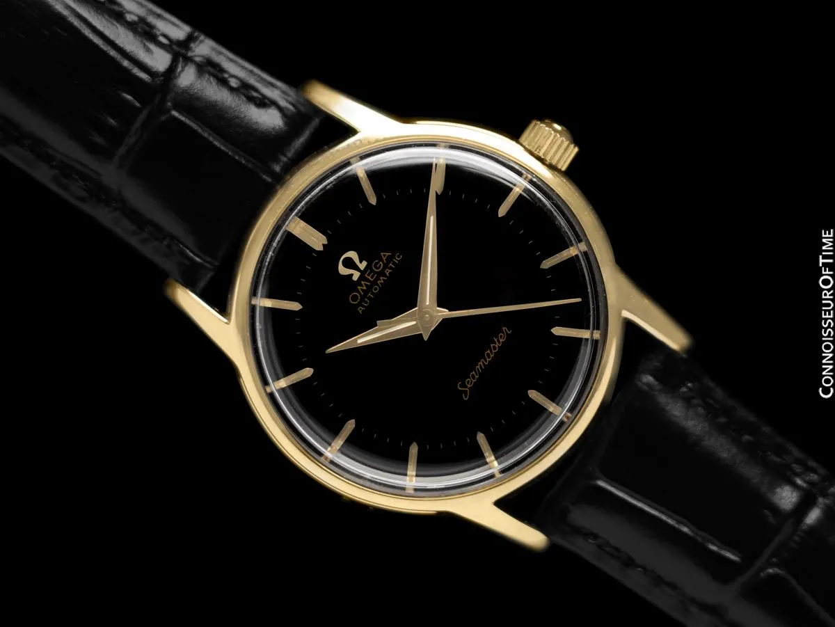 1956 Omega Seamaster Mens Midsize Vintage Automatic Watch - 14K Gold Shell & Stainless Steel