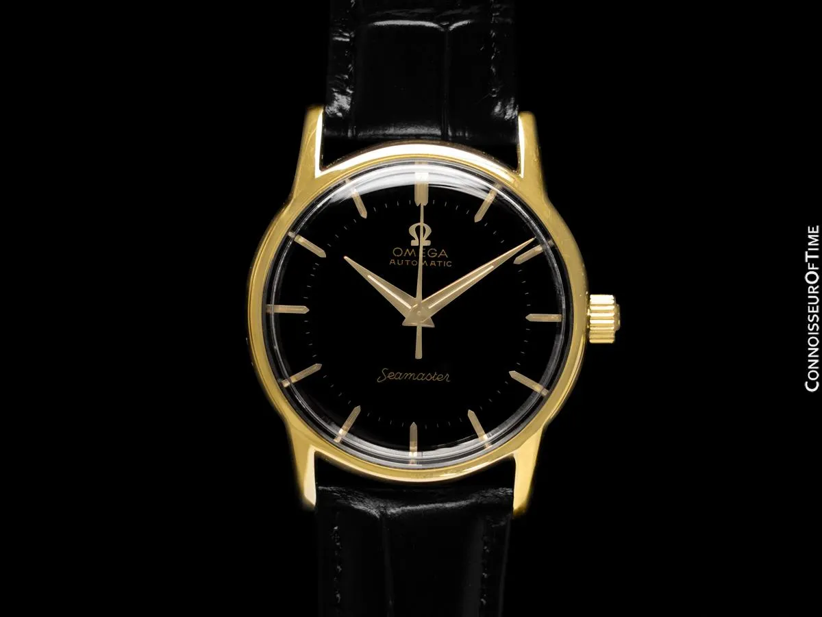 1956 Omega Seamaster Mens Midsize Vintage Automatic Watch - 14K Gold Shell & Stainless Steel