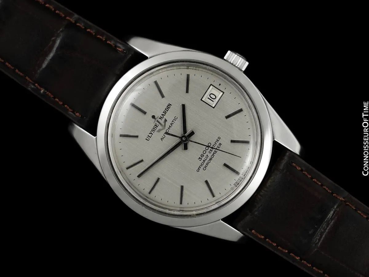 1960's Ulysse Nardin Vintage Mens Large 36,000 BPH Watch, Stainless Steel - Officially Certified Chronometer